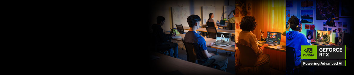 Campus. Crie. Compita. Beneficie de fluxos de trabalho mais rápidos, ferramentas mais inteligentes e uma experiência de jogo envolvente - impulsionados pela IA da NVIDIA e pelas placas gráficas RTX Série 50.